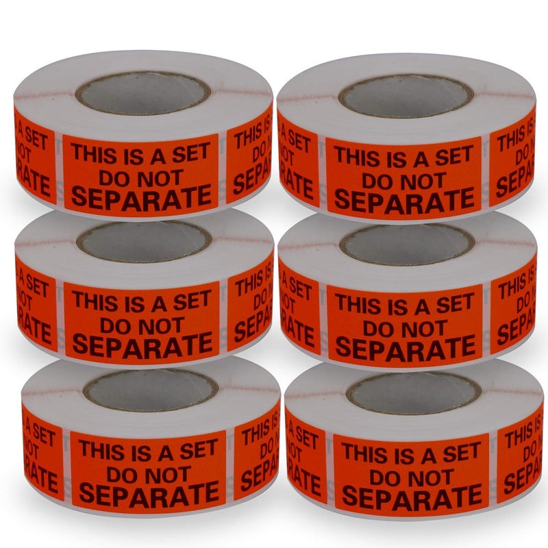 BETCKEY 6 Rolls/3000 Labels,This is a Set Do Not Separate,Fluorescent Red Packing Labels(1" x 2") - Image 1